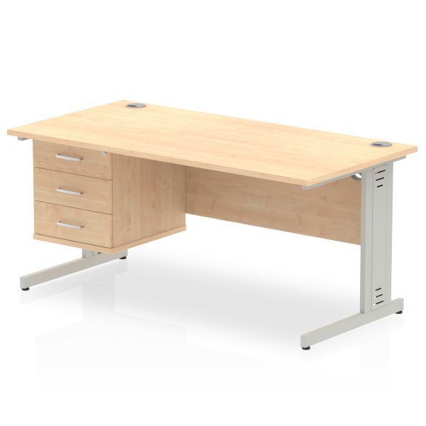 Pulse 1600mm Cable Managed Straight Desk With Single Fixed Pedestal - Image 15