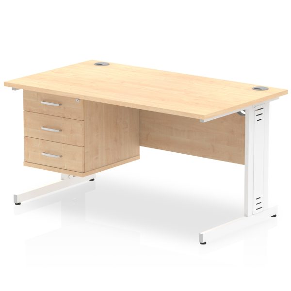 Pulse 1400mm Cable Managed Straight Desk With Single Fixed Pedestal - Image 12