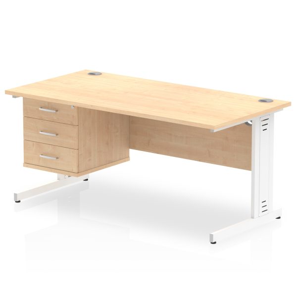 Pulse 1600mm Cable Managed Straight Desk With Single Fixed Pedestal - Image 19