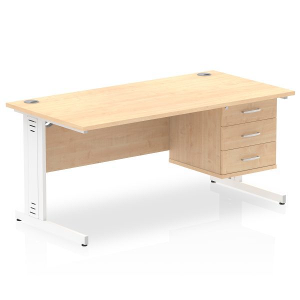 Pulse 1600mm Cable Managed Straight Desk With Single Fixed Pedestal - Image 20
