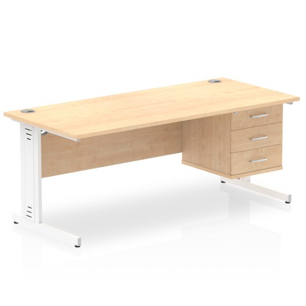 Pulse 1800mm Cable Managed Straight Desk With Single Fixed Pedestal - Image 20