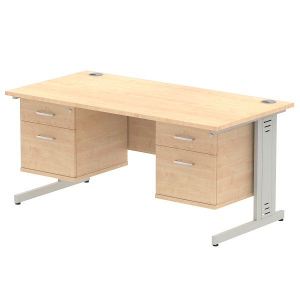 Pulse 1600mm Cable Managed Straight Desk With Two Fixed Pedestal - Image 17