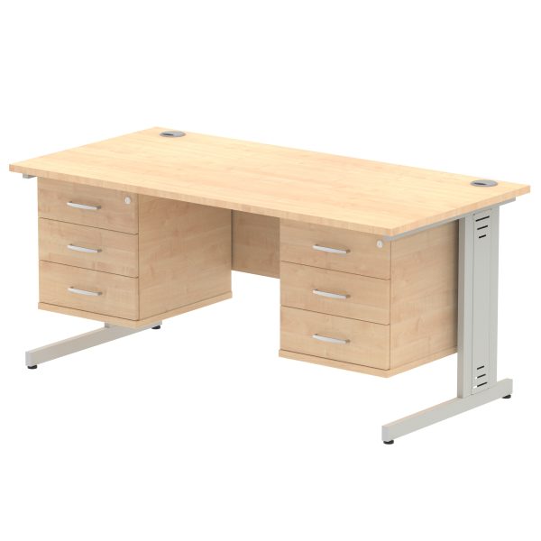 Pulse 1600mm Cable Managed Straight Desk With Two Fixed Pedestal - Image 18