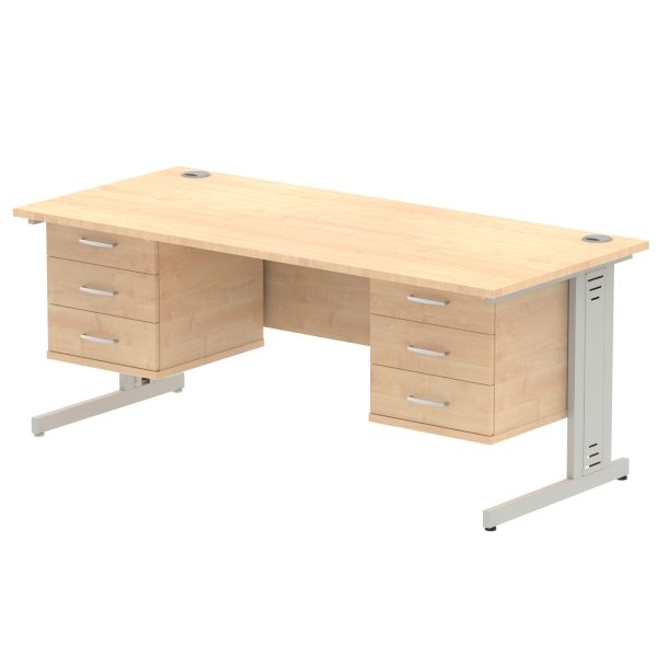 Pulse 1800mm Cable Managed Straight Desk With Two Fixed Pedestal - Image 21