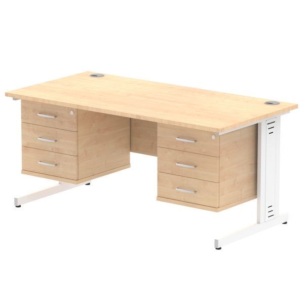Pulse 1600mm Cable Managed Straight Desk With Two Fixed Pedestal - Image 22