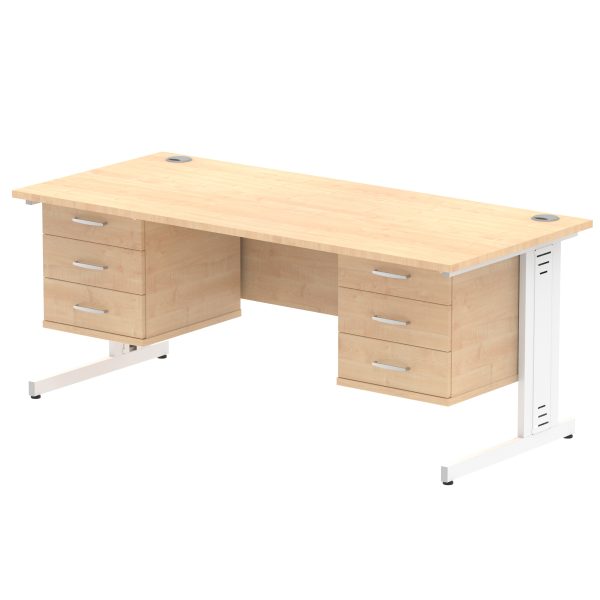 Pulse 1800mm Cable Managed Straight Desk With Two Fixed Pedestal - Image 22