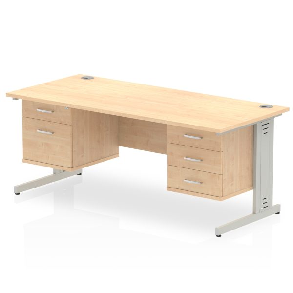 Pulse 1600mm Cable Managed Straight Desk With Two Fixed Pedestal - Image 15