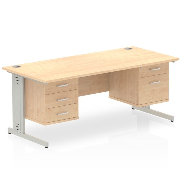 Pulse 1800mm Cable Managed Straight Desk With Two Fixed Pedestal - Image 16