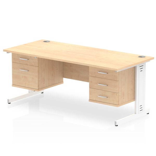 Pulse 1600mm Cable Managed Straight Desk With Two Fixed Pedestal - Image 19
