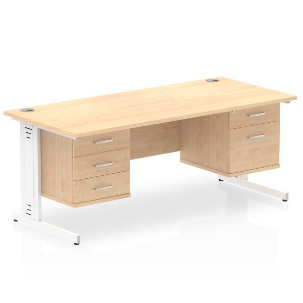 Pulse 1800mm Cable Managed Straight Desk With Two Fixed Pedestal - Image 18
