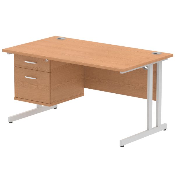 Pulse 1400mm Cantilever Straight Desk With Single Fixed Pedestal - Image 19