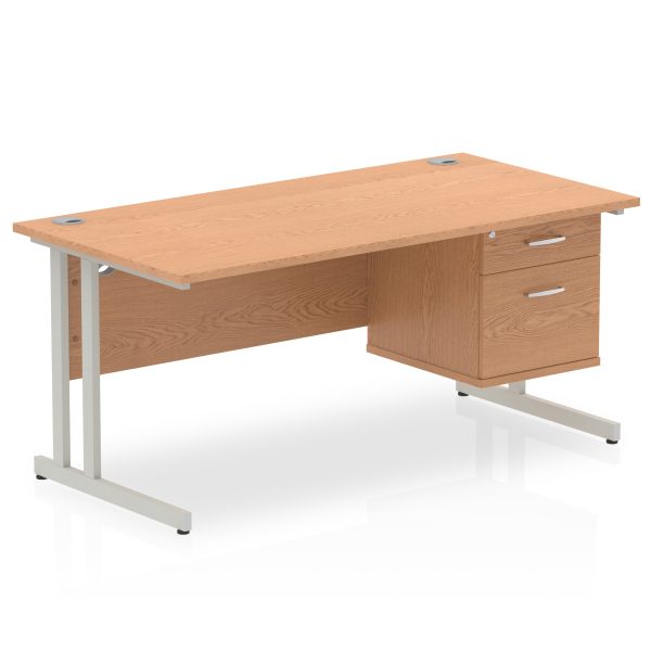 Pulse 1600mm Cantilever Straight Desk With Single Fixed Pedestal - Image 34