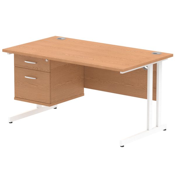 Pulse 1400mm Cantilever Straight Desk With Single Fixed Pedestal - Image 7
