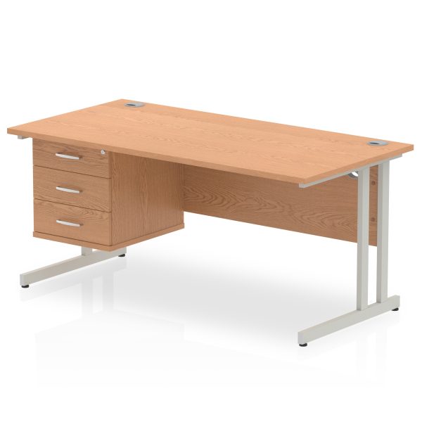 Pulse 1600mm Cantilever Straight Desk With Single Fixed Pedestal - Image 35