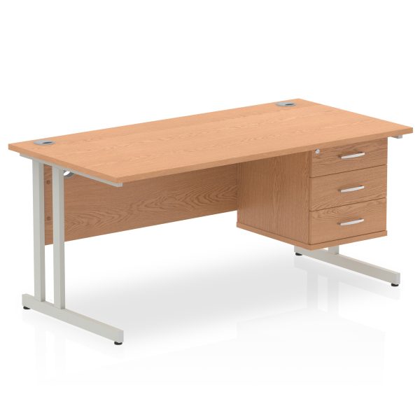 Pulse 1600mm Cantilever Straight Desk With Single Fixed Pedestal - Image 36