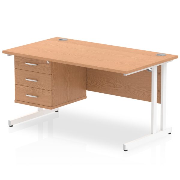 Pulse 1400mm Cantilever Straight Desk With Single Fixed Pedestal - Image 8