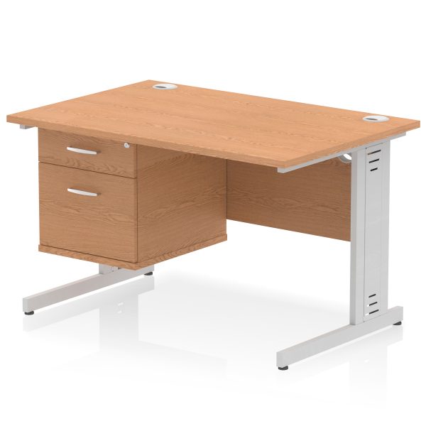 Pulse 1200mm Cable Managed Straight Desk With Single Fixed Pedestal - Image 13