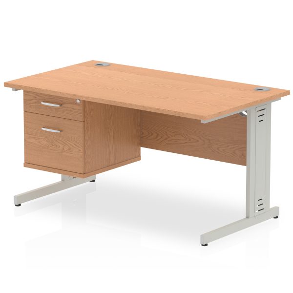 Pulse 1400mm Cable Managed Straight Desk With Single Fixed Pedestal - Image 13