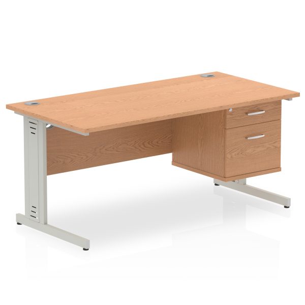 Pulse 1600mm Cable Managed Straight Desk With Single Fixed Pedestal - Image 22