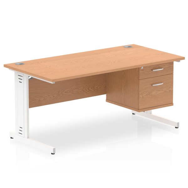 Pulse 1600mm Cable Managed Straight Desk With Single Fixed Pedestal - Image 26