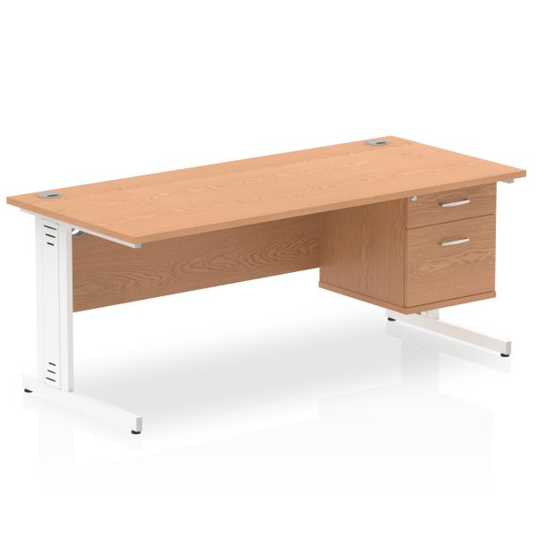 Pulse 1800mm Cable Managed Straight Desk With Single Fixed Pedestal - Image 24