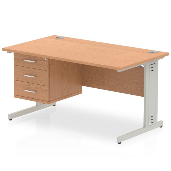 Pulse 1400mm Cable Managed Straight Desk With Single Fixed Pedestal - Image 14