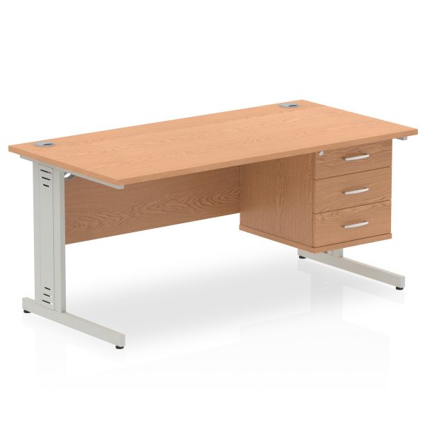 Pulse 1600mm Cable Managed Straight Desk With Single Fixed Pedestal - Image 24