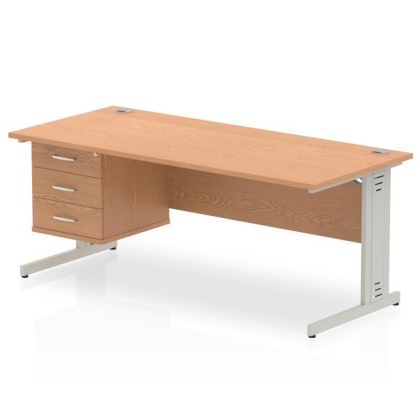 Pulse 1800mm Cable Managed Straight Desk With Single Fixed Pedestal - Image 25