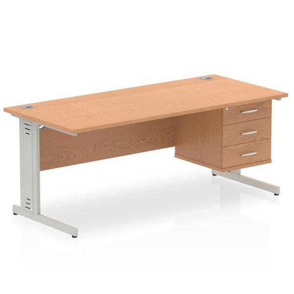 Pulse 1800mm Cable Managed Straight Desk With Single Fixed Pedestal - Image 26
