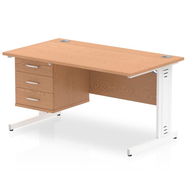 Pulse 1400mm Cable Managed Straight Desk With Single Fixed Pedestal - Image 16