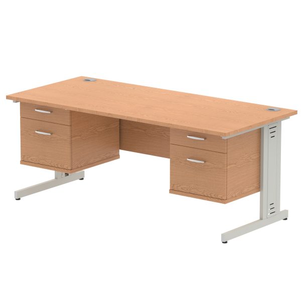 Pulse 1800mm Cable Managed Straight Desk With Two Fixed Pedestal - Image 27