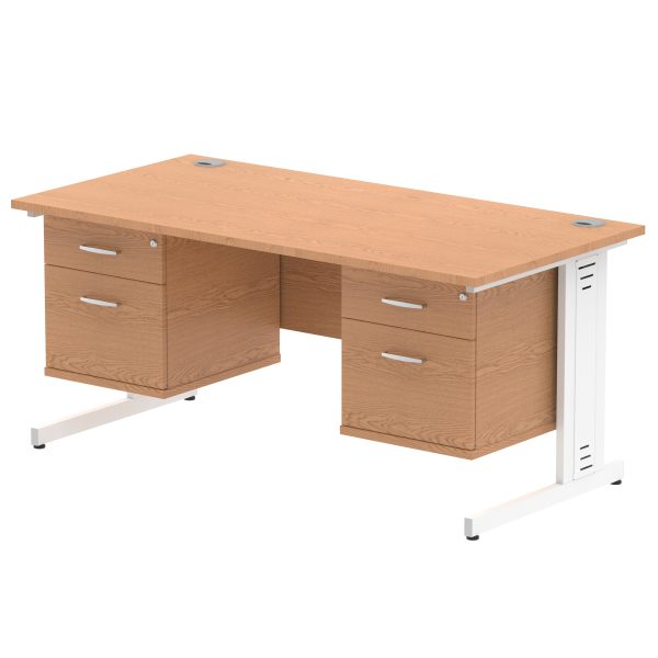 Pulse 1600mm Cable Managed Straight Desk With Two Fixed Pedestal - Image 29