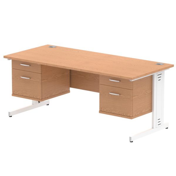 Pulse 1800mm Cable Managed Straight Desk With Two Fixed Pedestal - Image 28