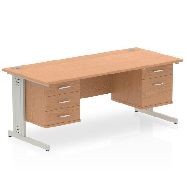 Pulse 1600mm Cable Managed Straight Desk With Two Fixed Pedestal - Image 24