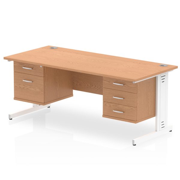 Pulse 1600mm Cable Managed Straight Desk With Two Fixed Pedestal - Image 27