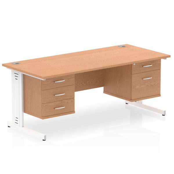 Pulse 1800mm Cable Managed Straight Desk With Two Fixed Pedestal - Image 26
