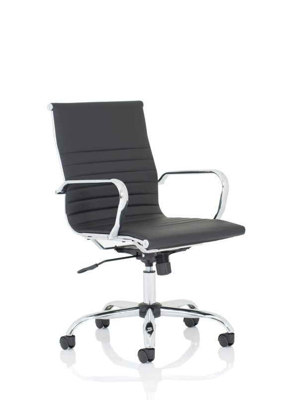 Nanna Black Leather Executive Office Chair with Arms