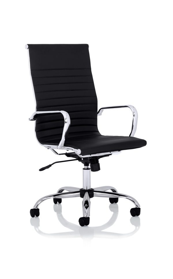 Nanna Black Leather Executive Office Chair with Arms - Image 3