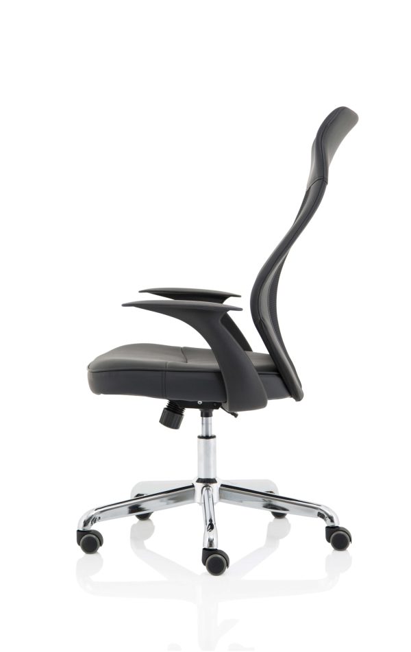 Baye High Mesh Back Task Operator Black Leather Office Chair with Arms - Image 4