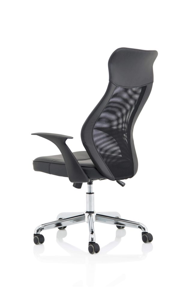 Baye High Mesh Back Task Operator Black Leather Office Chair with Arms - Image 5