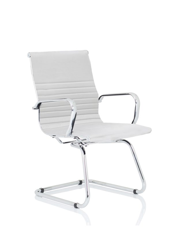 Nanna Black Leather Cantilever Visitor Chair with Arms - Image 2