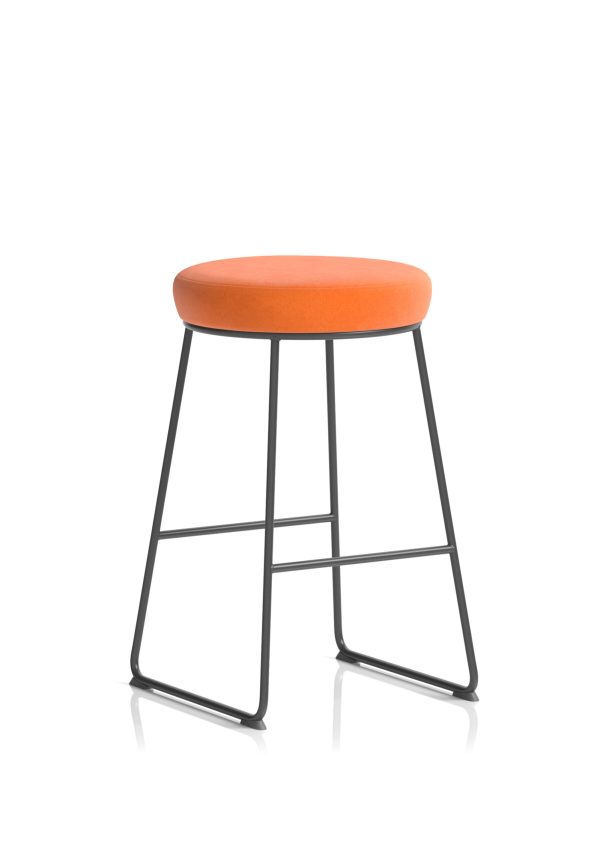 Turin Black Frame Fabric Seat Stool Chair - Image 3