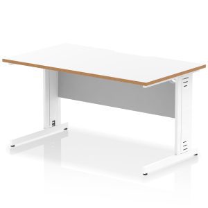 Pulse Scalloped Edge 1400mm Straight Desk Cable Managed Leg