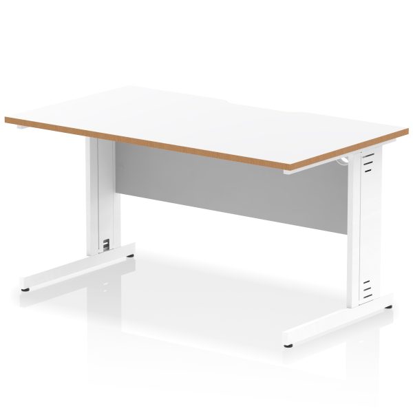 Pulse Scalloped Edge 1400mm Straight Desk Cable Managed Leg