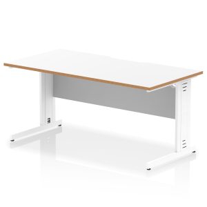 Pulse Scalloped Edge 1600mm Straight Desk Cable Managed Leg