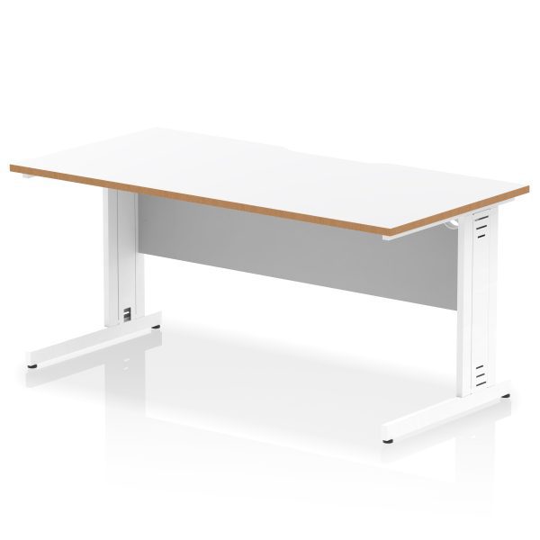 Pulse Scalloped Edge 1600mm Straight Desk Cable Managed Leg