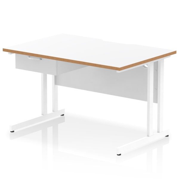 Pulse Scalloped Edge Cantilever Straight Desk With Single One Drawer Fixed Pedestal - Image 37
