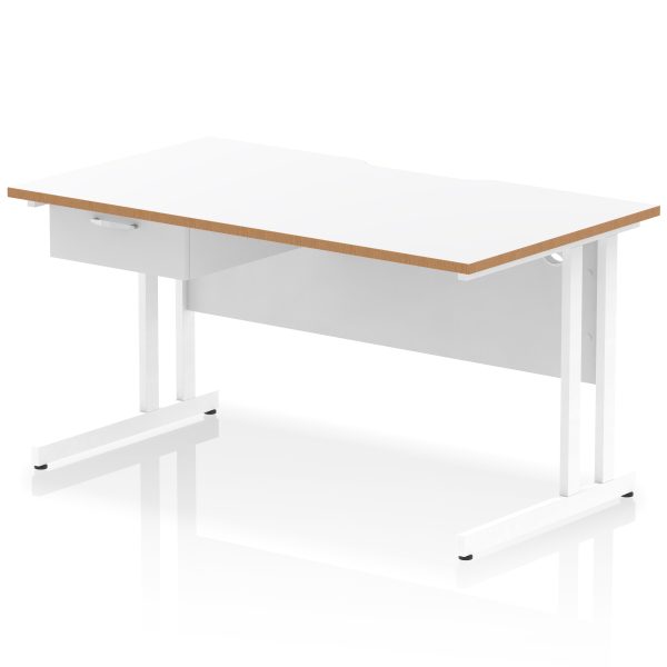 Pulse Scalloped Edge Cantilever Straight Desk With Single One Drawer Fixed Pedestal - Image 38