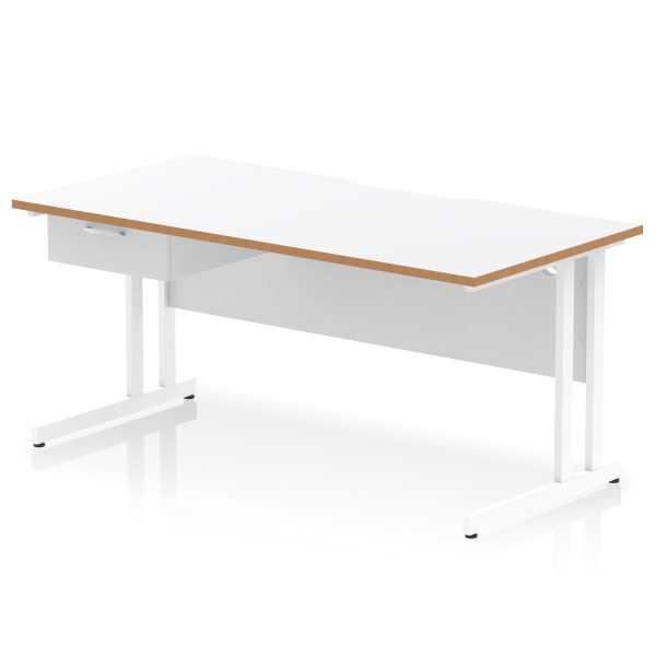Pulse Scalloped Edge Cantilever Straight Desk With Single One Drawer Fixed Pedestal - Image 39