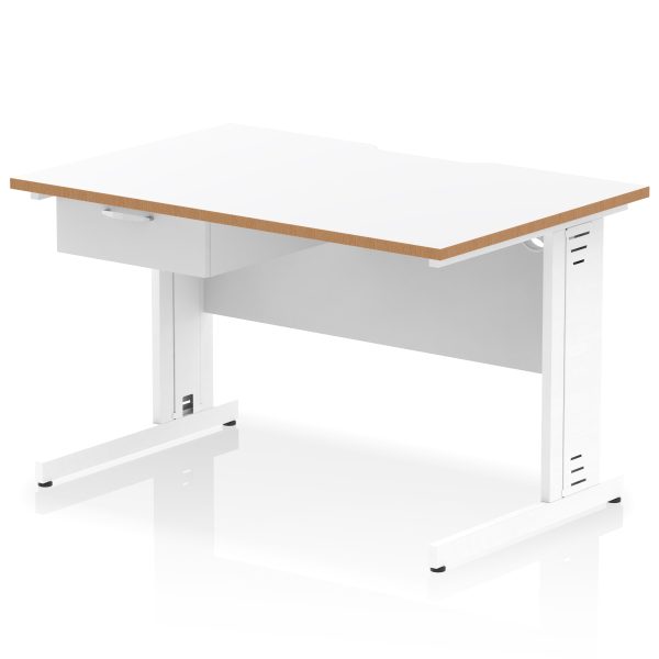 Pulse Scalloped Edge Cable Managed Straight Desk With Single One Drawer Fixed Pedestal - Image 37